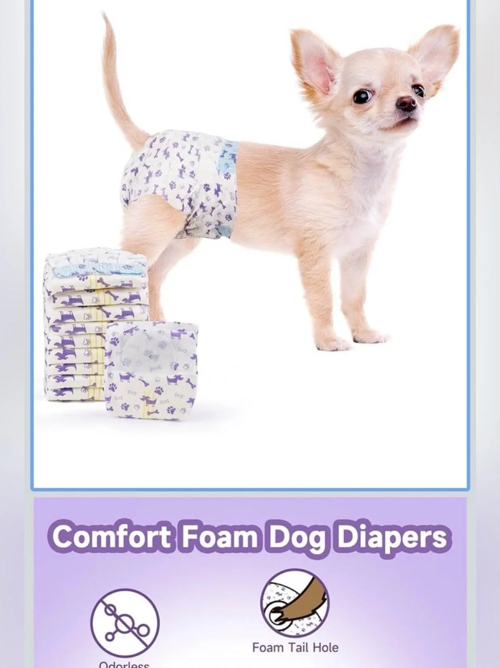 5/$25 Female Dog Disposable Diapers - Light Purple (X-Small, 20pcs)